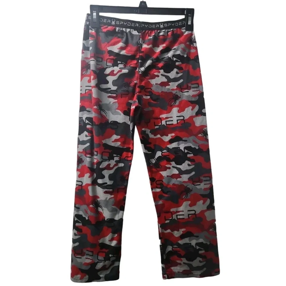 Boys Spyder Sleep Pants  Medium Red/Gray‎ Camo Pull On